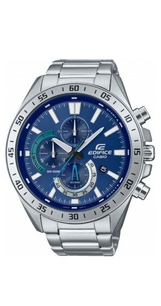 Reloj Casio Edifice EFV-620D-2AVUEF con un diseño sencillo y versátil que le convierte en el reloj perfecto para cualquier ocasión. Analógico. Maquinaria de cuarzo. Esfera azul. Caja y armis de acero inoxidable. Cierre con pulsadores de fácil manejo para ponérselo y quitárselo. Cristal mineral. Crono. Calendario, visible en una ventana situada a las 4. Sumergible 100 metros. Garantía de 2 años.