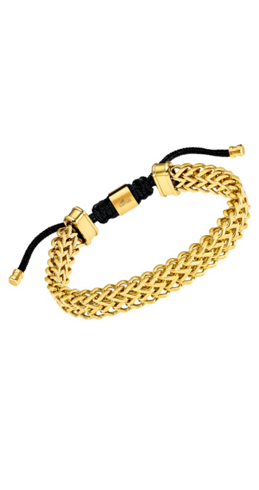 Pulsera Lotus Style LS2285-2/1 UNISEX, diseñado con elegancia y mucha clase, ideal para lucir en ocasiones especiales. Brazalete de acero inoxidable CHAPADO acabado con un cierre de nudos corredizos que permite adaptarlo a cualquier muñeca.