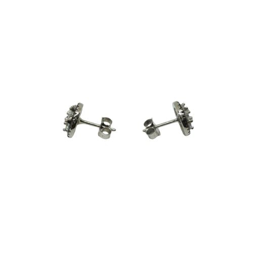 Pendiente de plata roseta con zirconitas negras