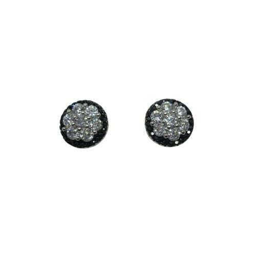 Pendiente de plata roseta con zirconitas negras