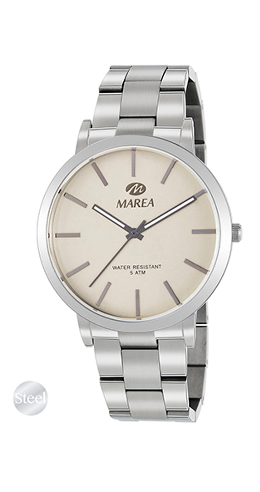Reloj Marea B54164/2 para hombre con esfera beige, de acero inox y sumergible 50 metros.