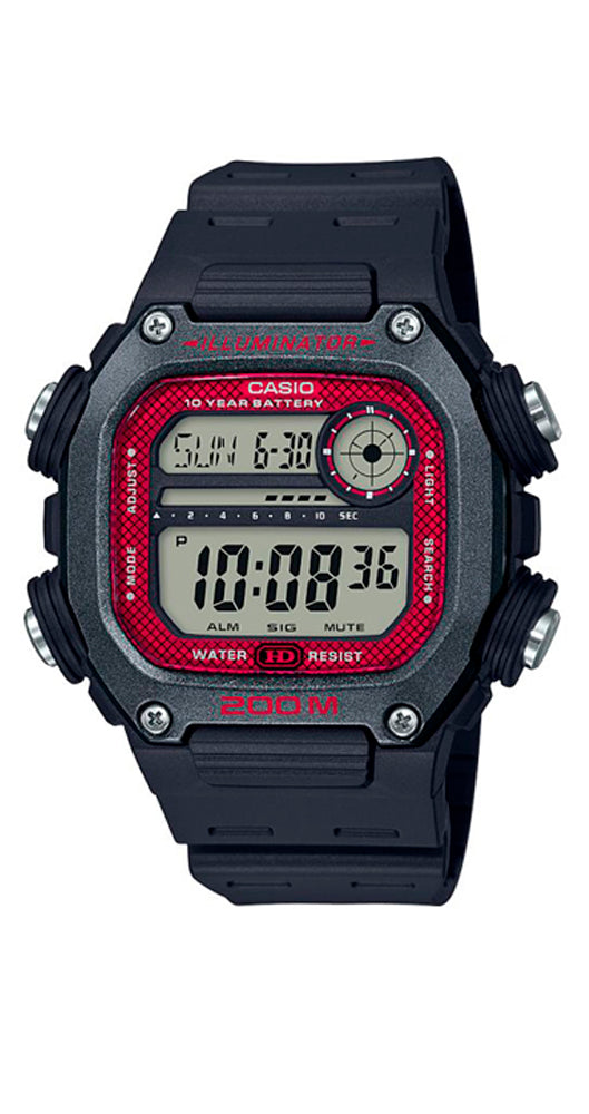 Reloj Casio Collection DW-291H-1BVEF unisex, con una caja totalmente diferente y funciones necesarias para tus entrenamientos. Digital. Circuito impreso. Caja y correa de resina negra. Luz LED. Hora universal. Cronómetro. Cuenta atrás. Alarmas diarias. Calendario. Sumergible. 12/24 horas. Pila 10 años. Garantía 2 años.