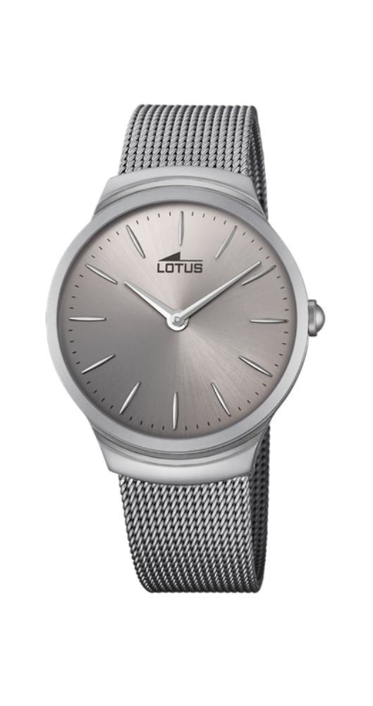Reloj Lotus L18494/1 para hombre, con caja y armis tipo malla milanesa de acero inoxidable. Cierre ajustable. Cristal mineral. Sumergible 50 metros. Garantía de 2 años.
