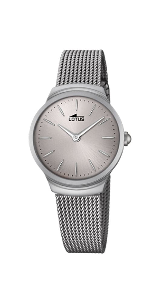 Reloj Lotus L18497/1 para mujer con caja integrada en el armis de acero inoxidable tipo malla milanesa. Cierre regulable. Sumergible 50 metros. Garantía de 2 años.