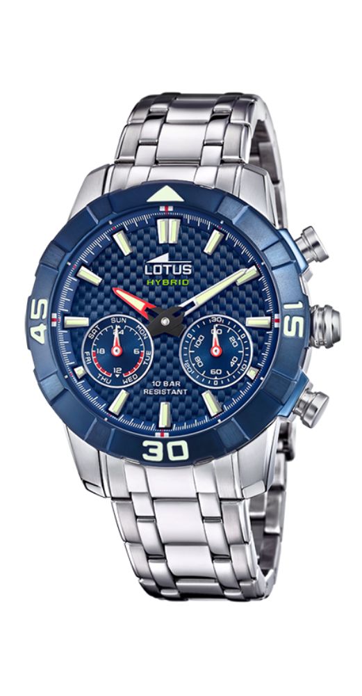 Reloj Lotus CONNECTED L18810/3 para hombre, un smartwatch con el aspecto del reloj tradicional, NO HAY QUE CARGARLO y es completamente SUMERGIBLE. Con seguimiento de actividad, compatible con funciones domóticas, notificaciones inteligentes, control de música y cámara. PERSONALIZABLE. Armis y caja de acero inox y cristal mineral.