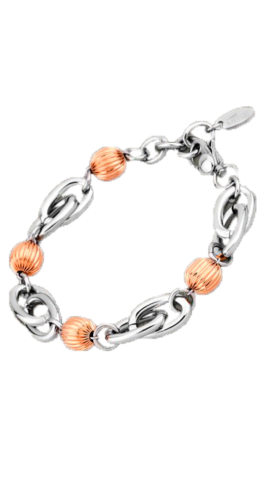 Pulsera Lotus Style LS1619-2/3, bicolor, de acero inoxidable con bolas gallonadas en cobrizo