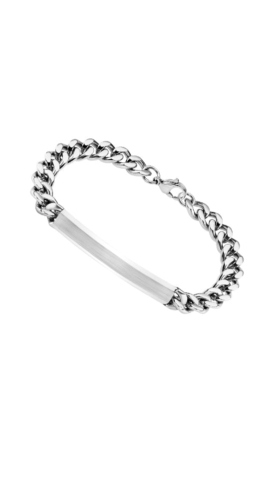 Pulsera Lotus Style LS1936-2/1 para hombre, con chapa como motivo central y cadena tipo barbada. Todo realizado en acero inoxidable, con cierre de mosquetón y medida regulable.