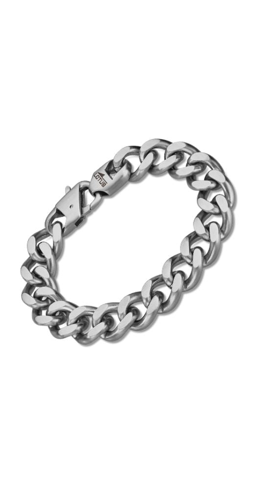 Pulsera Lotus Style LS2060-2/1 para hombre con eslabones tipo barbado de acero inoxidable, acabados en mate. Cierre de mosquetón.