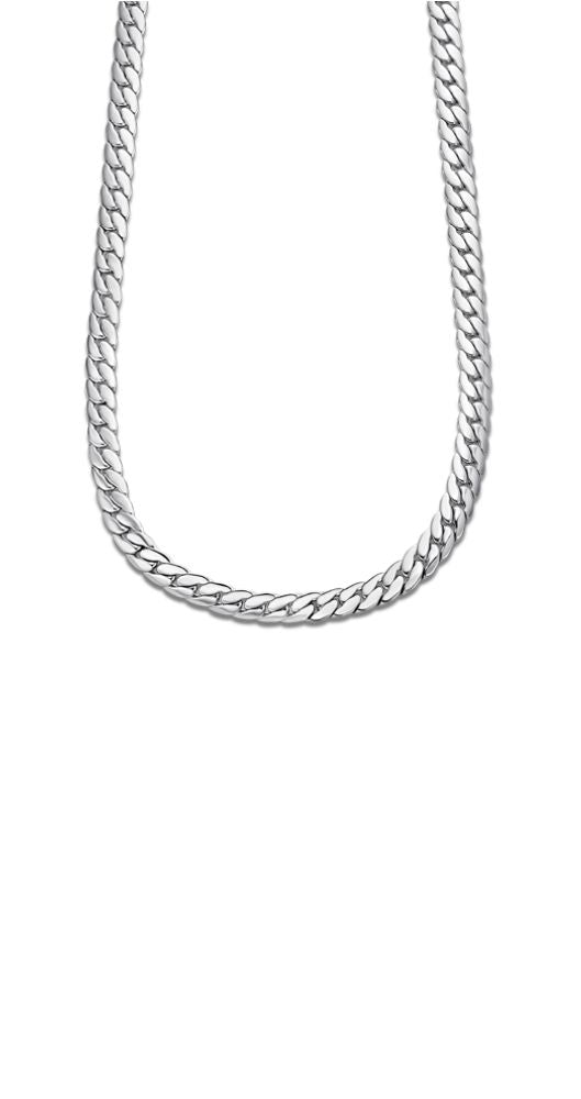 Collar Lotus Style LS2210-1/1 unisex, tipo barbado con el eslabón muy cerrado, en acero inoxidable. Cierre de mosquetón.