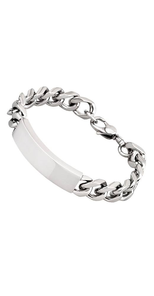 Pulsera Lotus Style LS1554-2/1 para hombre con placa para grabar y cadena tipo barbada. Todo de acero inoxidable y cierre de mosquetón.
