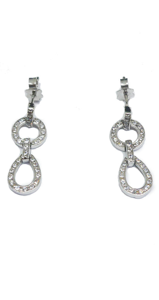 Pendientes oro blanco 18k con circonitas calados