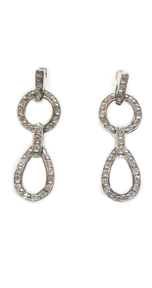 Pendientes oro blanco 18k con circonitas calados