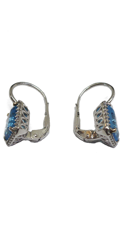 Pendientes de oro blanco 18k con TOPACIOS AZULES rectangulares