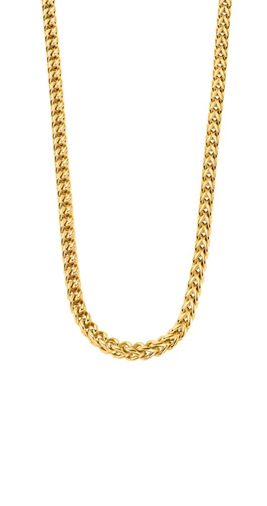 Collar Lotus LS2290-1-2 de acero inox pavonado dorado, con sección cuadrada, cierre de mosquetón. Unisex.