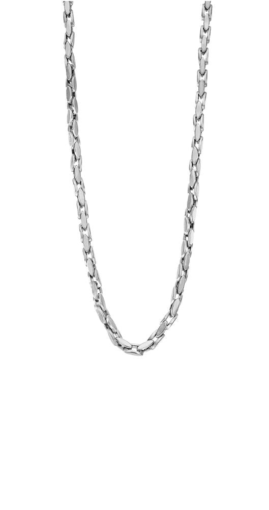 Collar Lotus Style LS2598-1-1, unisex, semirrígida, de acero inoxidable acabado mate. Cierre de mosquetón y largo regulable.