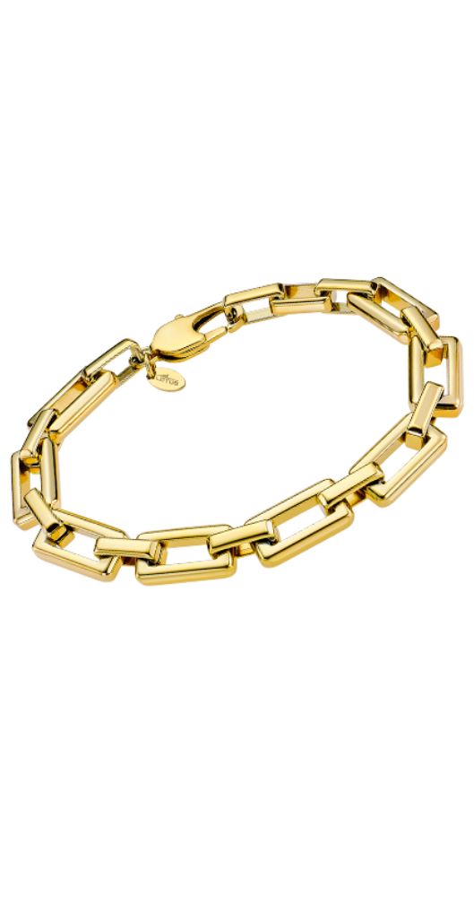Pulsera Lotus Style LS2424-2-2 unisex con eslabones rectangulares de acero inoxidable chapado. Cierre de mosquetón y medida regulable.