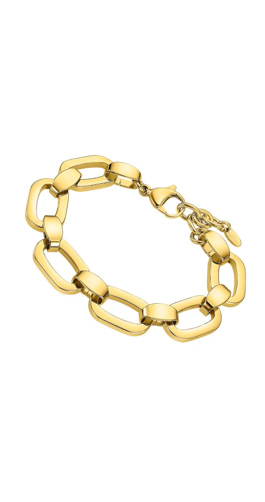Pulsera Lotus Style LS2581-2-2, para mujer, con anillas alargadas gruesas de acero inoxidable chapado. Cierre de mosquetón y largo regulable.