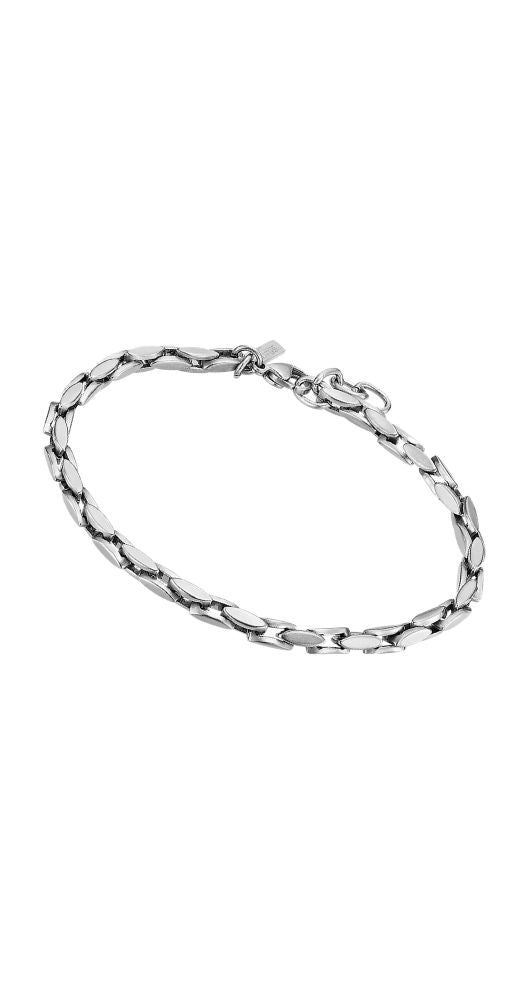 Pulsera Lotus Style LS2598-2-1 UNISEX, semirrígida, de acero inoxidable acabado mate. Cierre de mosquetón y largo regulable.