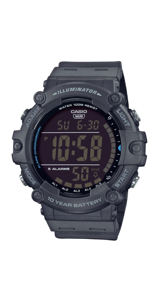 Reloj Casio AE-1500WH-8BVEF crono-alarma, cuenta atrás, doble horario, calendario, sumergible 100 m. Garantía de 2 años.