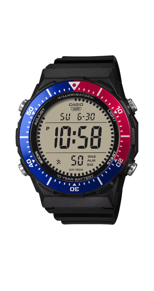 Reloj Casio Collection AE-1700H-1A2VEF con caja de resina y correa de resina negra. Bisel azul y rojo de aluminio. Crono-alarma. Cuenta atrás. Pila de 10 años. Sumergible 100 metros. Calendario. Garantía 2 años.