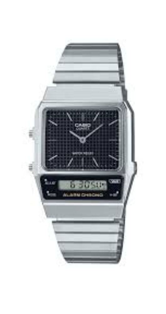 Reloj Casio Collection AQ-800E-1AEF ana-digi, esfera negra, con crono, alarma, doble horario, calendario, caja de resina y armis de acero inox, cierre regulable. Garantía de 2 años.