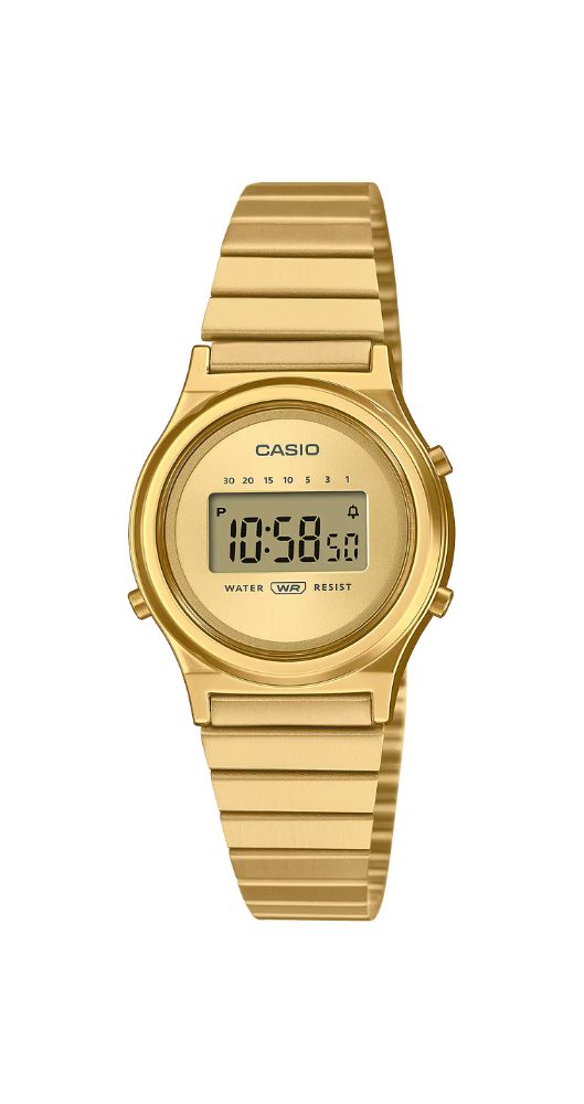 Reloj Casio Collection LA700WEG-9AEF para mujer o público infantil, con crono, alarma, cuenta atrás y calendario. Caja de resina y armis de acero inox DORADO. Garantía 2 años.