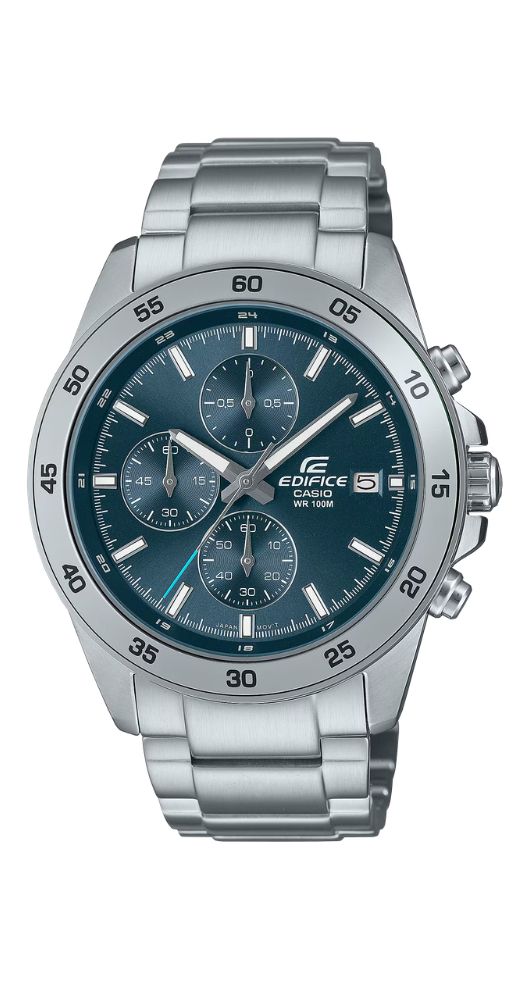 Reloj Casio Edifice EFR-526D-2AVUEF para hombre, con esfera azul grisácea, crono, calendario, caja y armis de acero inox. Sumergible 100 m. Garantía 2 años.