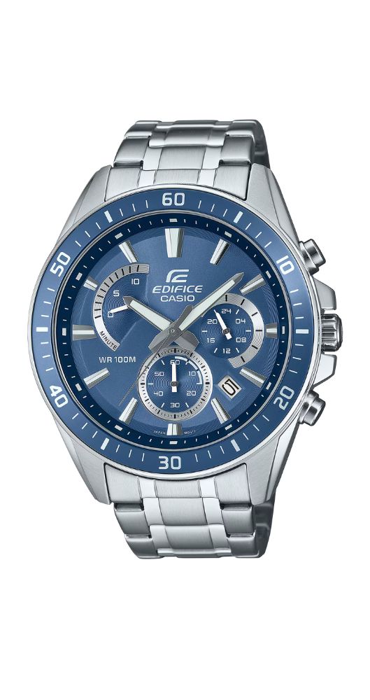 Reloj Casio Edifice EFR-552D-2AVUEF para hombre, con esfera azul, caja y armis de acero inox, crono, calendario, sumergible 100 m. Garantía de 2 años.