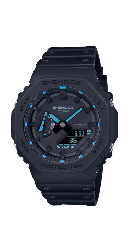 Reloj Casio G-SHOCK GA-2100-1A2ER a prueba de golpes, crono, alarma, cuenta atrás, calendario, sumergible 100m. Caja y correa de resina negra. Garantía de 2 años.