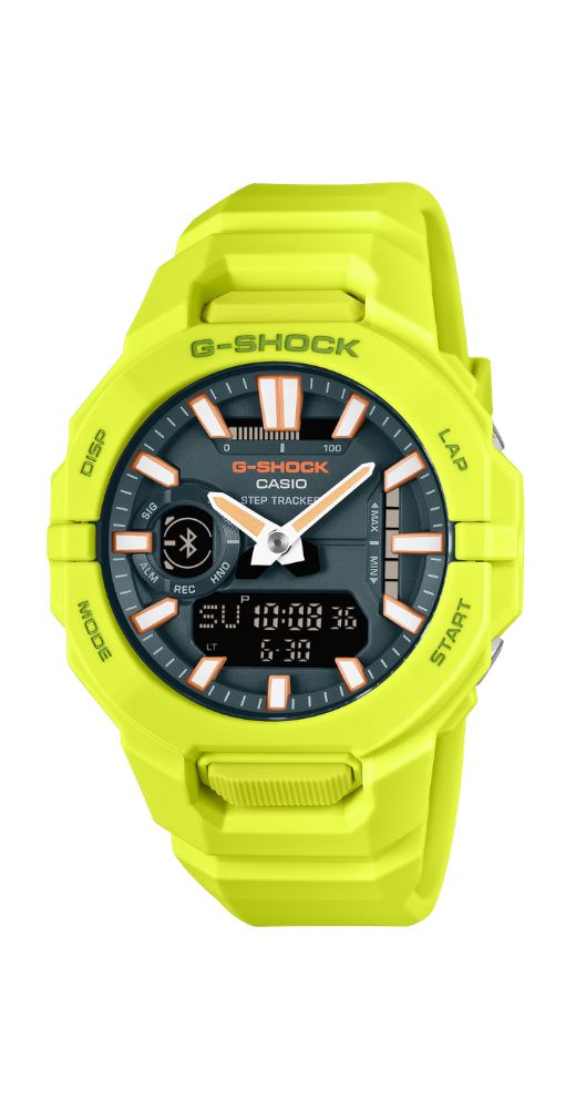 Reloj Casio G-SHOCK GBA-950-9A3ER a prueba de golpes, con BLUETOOTH, caja y correa de resina amarillo fluorescente, crono-alarma, cuenta atrás, doble horario, Step Tracker, sumergible 200 metros, calendario. Garantía 2 años.
