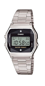Reloj Casio Collection A158WEAD-1EF, unisex, de resina y acero inox. Con 2 diamantes, luz, crono y alarma.