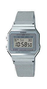 Reloj Casio Collection A700WEM-7AEF, unisex, extraplano, con malla milanesa, crono y alarma