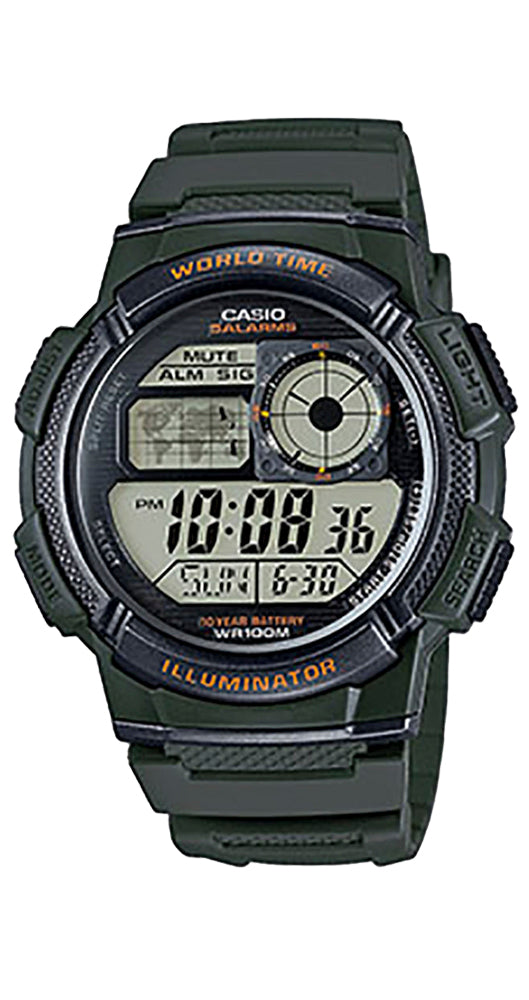 Reloj Casio Collection AE-1000W-3AVEF con hora universal, crono, alarma, cuenta atrás, calendario y sumergible