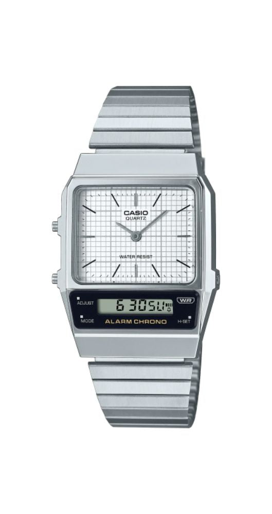 Reloj Casio Vintage AQ-800E-7AEF unisex, ana-digi, con doble horario, crono, alarma y calendario. Caja de resina y armis de acero inox con cierre regulable. Garantía de 2 años.