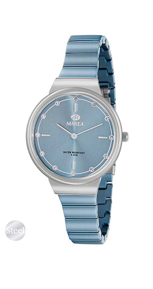 Reloj Marea B54165/3 para mujer en azul metalizado y sumergible 50 metros.