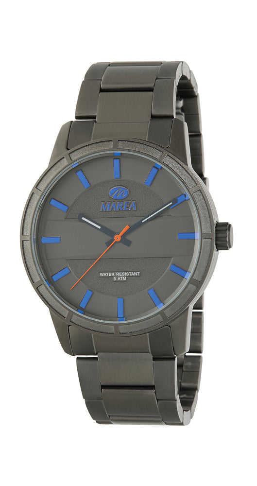 Reloj Marea B54180/3 para hombre, de acero inox gris, con detalles en azul y sumergible 50 metros. Garantía de 2 años.