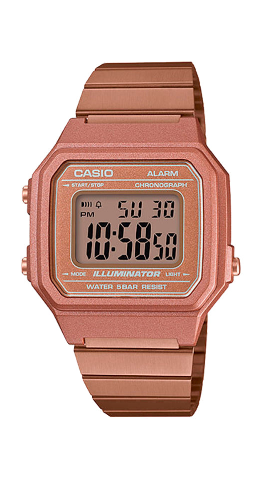 Reloj Casio Collection B650WC-5AEF, unisex, de acero inox cobrizo, crono, alarma, cuenta atrás y sumergible