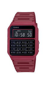 Reloj Casio CA-53WF-4BEF, unisex, con Calculadora, crono, alarma, doble horario, caja y correa de resina granate. Garantía de 2 años.