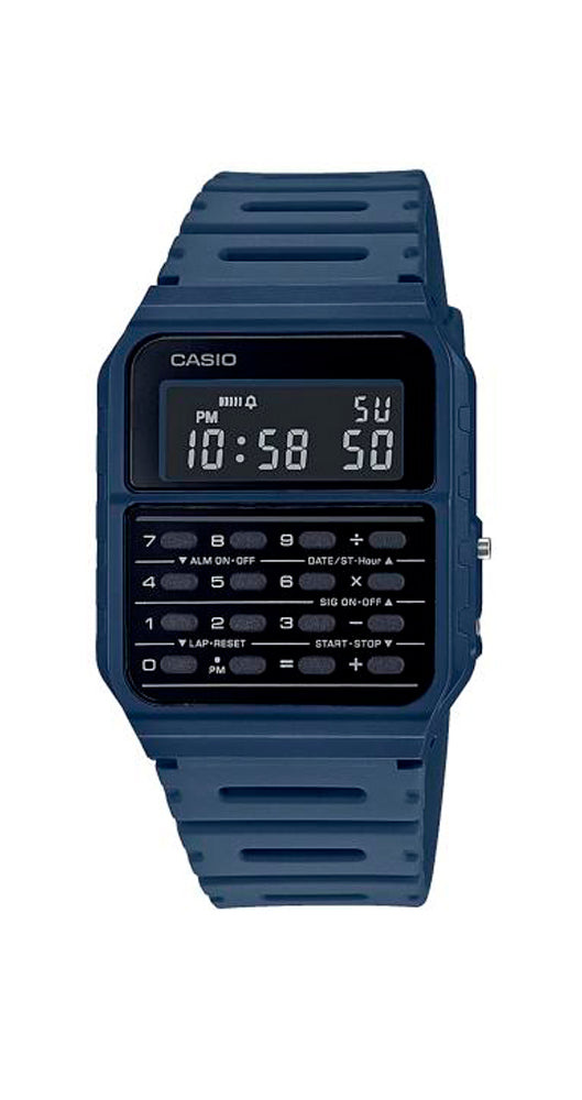 Reloj Casio CA-53WF-2BEF, unisex, con CALCULADORA, crono, alarma, doble horario, calendario automático, formato 12/24 horas, con caja y correa de resina azul marino, pila de 5 años y garantía de 2 años.