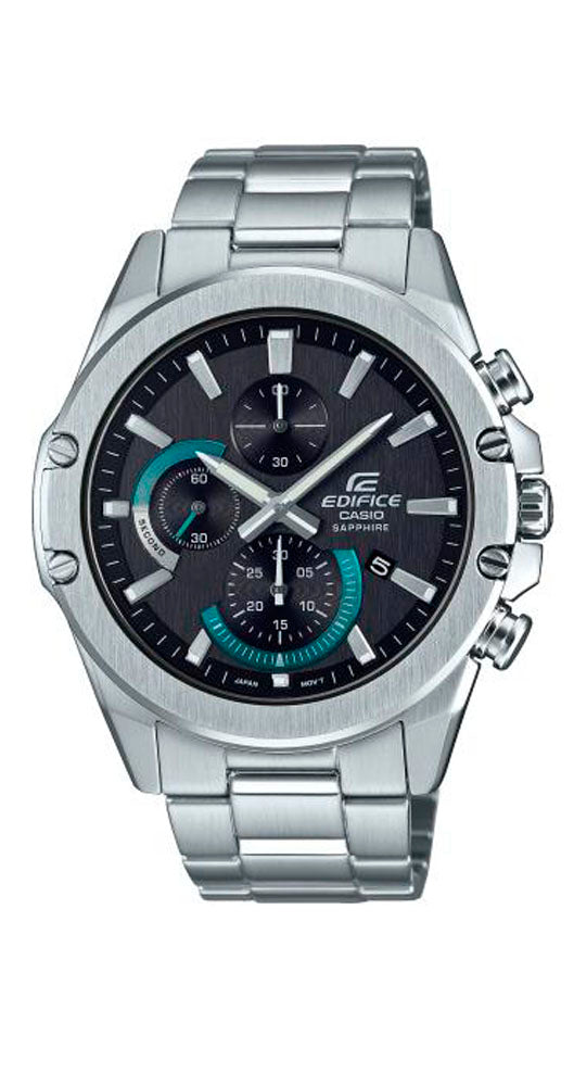 Reloj Casio Edifice EFR-S567D-1AVUEF para caballero, muy elegante, con crono y cristal zafiro, esfera negra y azul, calendario, caja y armis de acero inox y sumergible 100 metro. Garantía 2 años.