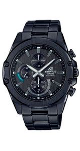 Reloj Casio Edifice EFR-S567DC-1AVUEF para hombre, todo ello en PVD negro y con cristal ZAFIRO. Esfera negra y azul con calendario y crono. Sumergible 100 metros. Garantía 2 años.