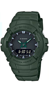 Reloj Casio G-SHOCK G-100CU-3AER unisex, cadete, antimagnético, crono-alarma, calendario, doble horario y sumergible, todo de resina verde.