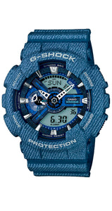 Reloj Casio G-SHOCK GA-110DC-2AER para hombre, a prueba de golpes, antimagnético, crono-alarma, cuenta atrás, sumergible, con calendario, indicador de velocidad y correa de resina simulando JEANS