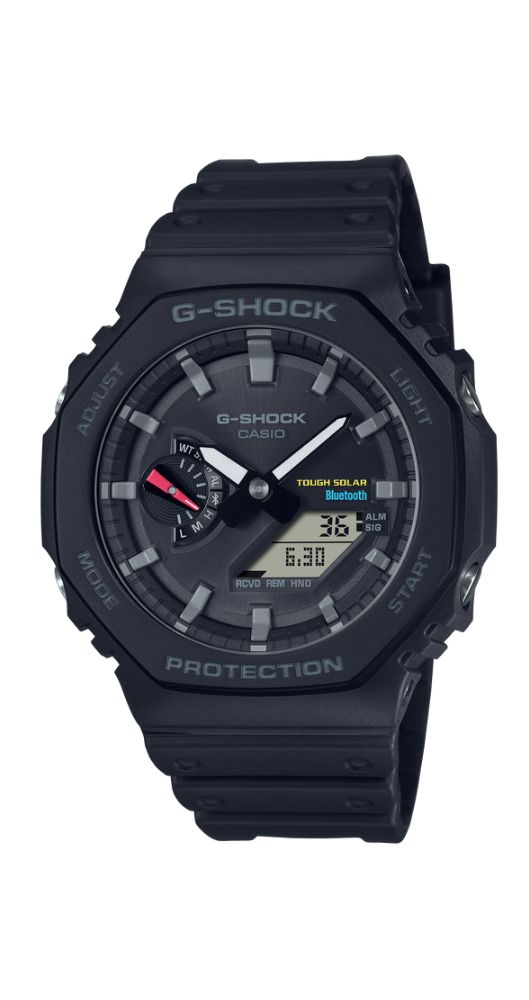 Reloj Casio G-SHOCK GA-B2100-1AER a prueba de golpes, con BLUETOOTH, SOLAR, crono, alarma, cuenta atrás, calendario, sumergible, caja de resina reforzada con fibra de carbono y correa de resina. Garantía de 2 años.