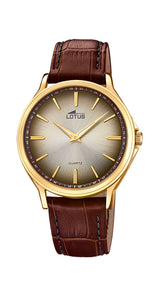 Reloj Lotus L18517/2 para hombre, estilo VINTAGE, con esfera marrón degradé. Caja de acero inox chapada y correa de piel marrón. Sumergible 50 metros. Garantía de 2 años.