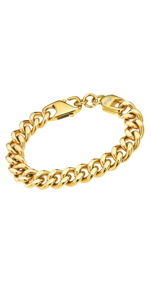 Pulsera Lotus Style LS2191-2/2 para hombre, con eslabones tipo barbado de acero inoxidable chapado. Cierre de mosquetón.
