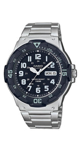Reloj Casio Collection MRW-200HD-1BVEF para caballero, un reloj ligero, pensado para usarlo todos los días. Esfera negra con manillas e índices luminiscentes. Calendario con el día de la semana y del mes. Caja de resina, fondo y armis de acero inoxidable. Cierre con pulsadores. Sumergible 100 metros. Garantía 2 años.