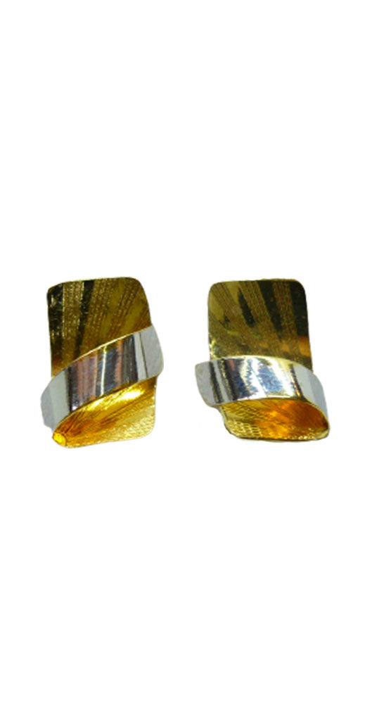 Pendientes de oro 18k bicolor de cierre omega